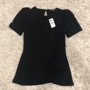 Express Short Puff Sleeve Tee in Black